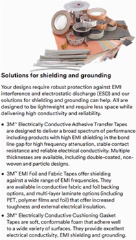 3M Electronic Specialty EMI/EMC Electronic Solutions